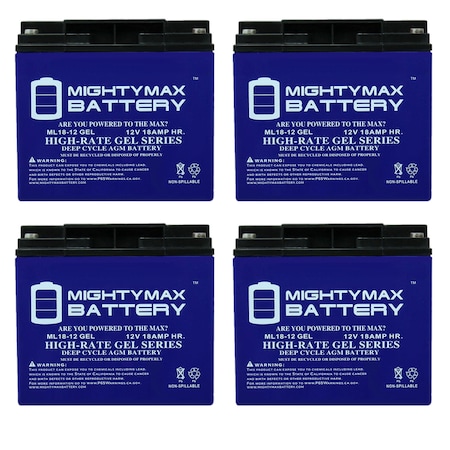 MIGHTY MAX BATTERY 12V 18AH GEL Battery Replacement for Volta VT1217 - 4 Pack ML18-12GELMP4756